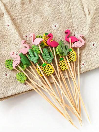 20/25/30/35/40/45st Cocktail Bambu Tandpetare, Cactus Cocktail Tandpetare, Frukt Tandpetare, Förrätt Trädekorationspinnar, Fruktsallad Tandpetare Dekorationer, Hemtillbehör, Juldekorationer