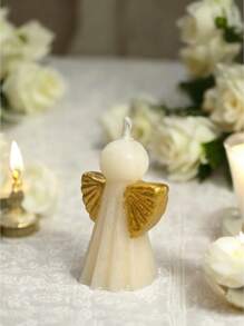 Kit de 12 Velas en Forma de Angel con alas Doradas