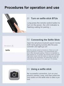 1 gậy tự sướng chống rung màu đen có chân máy và tay cầm mở rộng, xoay tự động 360° để chụp ảnh bằng điện thoại và phát trực tiếp - trắng - Xem 10