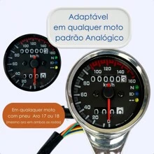 Universal Panel Adaptable To 17 Or 18 Inch Motorcycle Speedometer Café Racer 160K/M Analog Chrome Odometer Motorcycle Customization - Silver - View 2