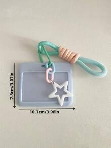 Paquete de tarjeta de estudiante para niñas, colorida, con forma de estrella, bandolera de plástico con llavero de cuerda, tarjeta de campus, tarjeta de estudiante, tarjetero, billetera, tarjetero de visita, tarjetero de crédito, tarjetero de identificación, billetera para mujer - Multicolor - Ver 7