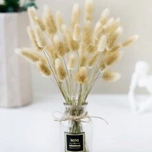 50 Pcs 17.7 Inches Lagurus Bunny Tails Pampas Grass Decor White Pink Artificial Rabbit Tails Dried Flowers Bouquet For Home Decor Boho Decor Table Decoration Room Bedroom Decor,Fall Decor,Autumn