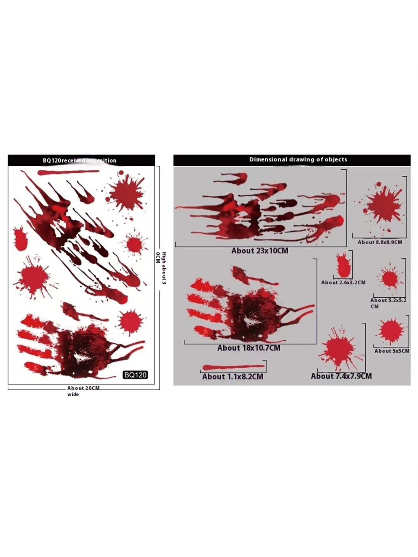Halloween Decorative Glass Door Stickers, Terrifying Ghost Shadow Blood