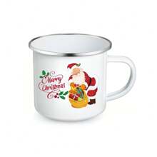1pc Christmas Coffee Mug 12 Oz Enamel Cup Christmas Holiday Mug Handle Cup Santa Claus Gingerbread Man Snowman Elk Print Christmas Tree Water Cup Breakfast Cup Party Water Cup Gift For Family And Friends Kitchen Decoration (Santa Claus)