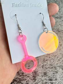 1 Pair Boho-Chic Acrylic Bubble Earrings - Fun Summer Accessory For Women, Iron Posts Hoop Earrings For Women