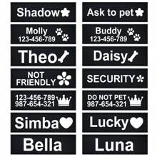 2pcs/Lot Multi-Color Lettering Pet Chest Harness Leather Tags, Customized Name And Information, Dog Harness Accessories, Outdoor Use, Various Font Colors, Patterns: Paw Print, Crown, Heart, Bone, Pentagram, Flower, Icon