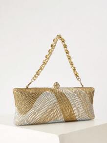 这款闪亮亮片手拿包，璀璨夺目，优雅精致，饰以水钻，是一款引人注目的手提包，适合派对女孩、女士和女性，是派对、婚礼、盛会和正式活动的完美之选，也是送给女性的绝佳礼物。这款包包与派对礼服、晚礼服和亮片连衣裙完美搭配，是一款时尚的派对包，是派对、婚礼、盛会和正式活动的理想之选，也是一款优雅的女士手提包。 - 金色 - 查看 3