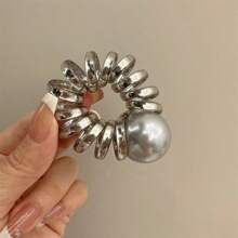 1 buc cravată de păr spiralată cu perle de înaltă calitate în stil coreean, cravată de păr elastică în formă de stea cu stras, accesoriu de păr pentru coadă de cal, frânghie de păr