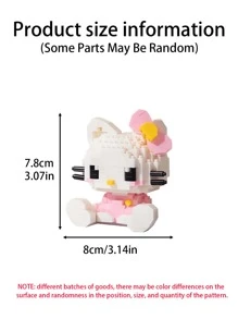 Sanrio Jeu de blocs d'assemblage mignons, jouet de construction de chat de dessin animé charmant. Cadeau d'anniversaire ou de Pâques idéal pour les jeunes enfants, fabriqué en matériau PP (certaines pièces peuvent être aléatoires)