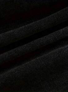 1 件男士修身休闲街头风格黑色牛仔裤，emo 风格 - 黑色 - 查看 4