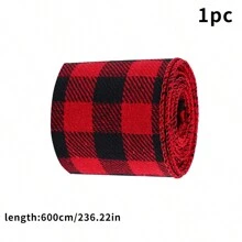 1 卷圣诞格子丝带边缘丝带包装装饰丝带适用于圣诞花环蝴蝶结花卉工艺饰品，圣诞节 - 彩色 - 查看 8