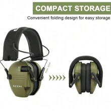 Electronic Ear Muffs For Tactical Hunting; Anti-Noise Earphones Sound Reinforcement Impact Hearing Protection Earphones; 82 DB Ear Protection Headset; Music Headphones - Green - View 7