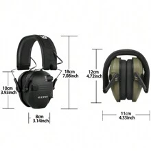 Electronic Ear Muffs For Tactical Hunting; Anti-Noise Earphones Sound Reinforcement Impact Hearing Protection Earphones; 82 DB Ear Protection Headset; Music Headphones - Green - View 11