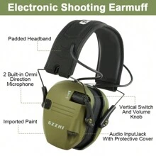 Electronic Ear Muffs For Tactical Hunting; Anti-Noise Earphones Sound Reinforcement Impact Hearing Protection Earphones; 82 DB Ear Protection Headset; Music Headphones - Green - View 8