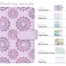 现金信封省钱挑战预算活页夹，配有笔记本和彩色贴纸，1 件 A6 PU 皮革省钱活页夹，预算活页夹省钱活页夹，万圣节、圣诞节、感恩节的完美礼物 - 彩色 - 查看 8