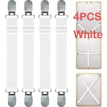 4PCS Bed Sheet Clips,Adjustable Bed Sheet Straps, Elastic Sheet Straps Suspenders Clips For Bedding,Fitted Bed Sheet Grippers To Keep Your Sheets In Place - Black and White - View 1