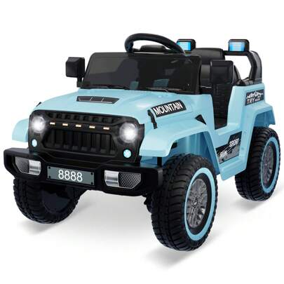 Vehículo eléctrico a batería para niños de 12V, coche camión con control remoto, 3 velocidades, suspensión de resorte, cinturón de seguri-dad, luces LED, MP3 música, 4 ruedas, regalo para niños y niñas, color negro/blanco/rojo/verde/rosa/azul