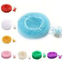 50/100pcs Organza Round Gift Bags, 26cm Diameter, Flower Shaped After Tied, Suitable For Christmas Gift Packaging, Halloween Candy Bags, Wedding Party Favors, Jewelry Packaging, Drawstring Design For Easy Use. 100pcs White Organza Gift Bags, 26cm Diameter, Flower Shaped After Tied Only Selling The Packaging Bags, Not Including Other Products In The Photo, The Photo Is The Actual Product Shot, Handmade With Minor Size Variations, Christmas