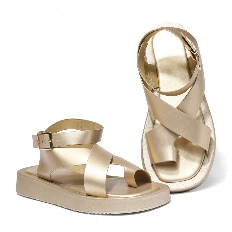 READY SALTED Women's Sandals - Comfortable Beach Shoes, Summer Women's Platform Walking Shoes, Party Casual Shoes - Gold - View 1