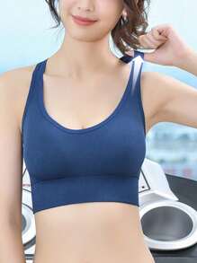 Seamless Cross Back Sports For Workout Shockproof Push Up Bra Padded Sexy Lingerie Women Underwear Sports Vest Bras With Pad Push Up Tops Bralette For Yoga Gym Sportswear Gym Clothes Women Workout Tops Sports Bra For Workout