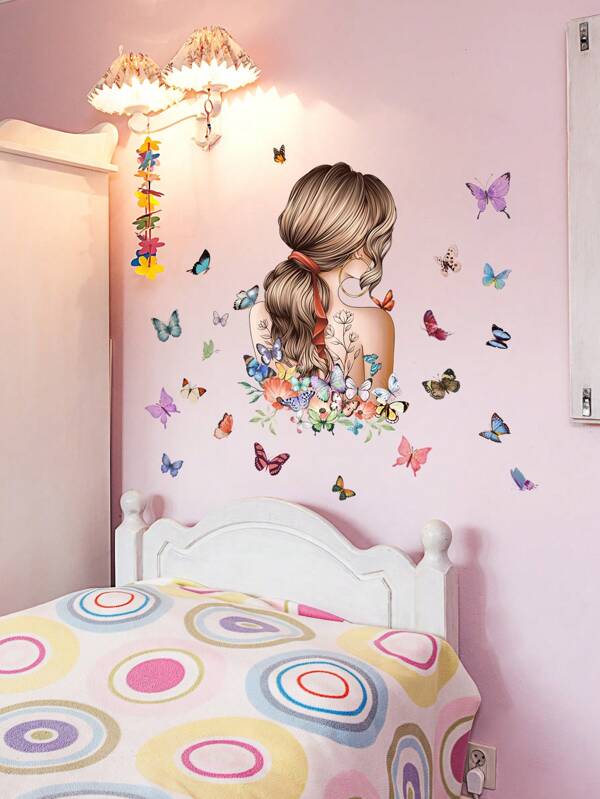 1 ملصق حائط من البي في سي، ملصق حائط مائي بتصميم إبداعي لشكل وفراشة، ديكور حائط المنزل، ملصقات، ملصق حائط، ملصق فينيل لديكورات المنزل، عناصر ديكور الربيع لتنشيط منزلك، ملصقات ديكور الإطار هدايا عيد الميلاد والتخرج