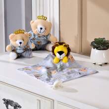 MeF Mae e Filho Baby Naninha Diaper Cloth With Animal And Pacifier Holder And Plush - Gray Safar - View 1