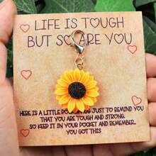 1 peça/2 peças chaveiro de girassol com concha em formato de coração, papel pardo, presente para família e amigos, adequado para o Dia de Ação de Graças e aniversário, Dia dos Namorados, acessórios para carro, mochila com pingente, carta escolar, cordão gótico fofo para bolsa Y2K com porta-identidade, acessórios para carro, pingentes para bolsa