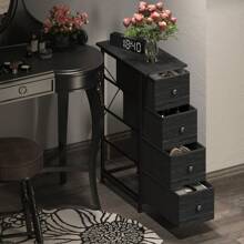 Vertical Slim Dresser Chest Of Drawers Skinny Storage Tower For Small Spaces Gaps Closet Bedroom Bathroom Small Fabric Drawer Unit (Charcoal Black, 4 Drawers) - 炭黑 - 查看 3