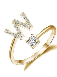 Anillos con letras ajustables para mujeres y adolescentes, anillo abierto minimalista con inicial para mujeres y hombres, anillo de letra en inglés personalizado 26, anillo de dedo delicado de acero inoxidable, regalo de pareja y amigo, accesorios de joyería de moda