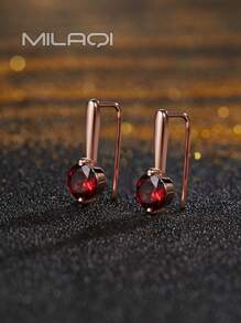 2 Chiếc Bông Tai Tối Giản Bằng Đá Garnet Tự Nhiên, Hoàn Hảo Để Đeo Hàng Ngày, Bông Tai Tòn Ten Bạc 925 Với Mạ Vàng Hồng - Hoa hồng vàng - Xem 1