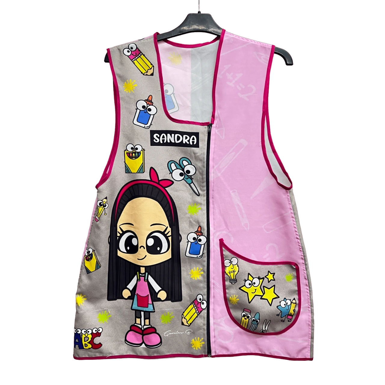 Delantal Bata Profesional Para Educadora - Rosa - Ver 1
