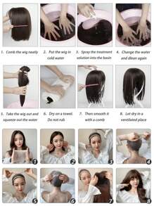 Peruca Bobo Curta de 12 Polegadas, Cabelo Liso Marrom, Peruca de Cabelo Sintético Resistente ao Calor para Uso Diário e Natural