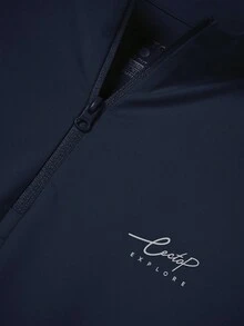 TECTOP Women T-Shirts Quick Dry Raglan Short Sleeve ZIP Neck Athletic Workout Dry Fit Performance Sports GMY Compression Shirt - Blue - View 7