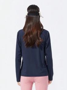 TECTOP Women T-Shirts Quick Dry Raglan Short Sleeve ZIP Neck Athletic Workout Dry Fit Performance Sports GMY Compression Shirt - Blue - View 6