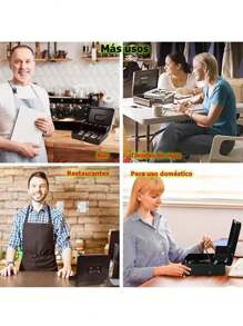 Caja para Dinero, Caja Fuerte De Seguridad Metalica Para Dinero Con Llaves,Caja Registradora con 4 Charolas para Billetes y 5 Depósitos para Monedas,Caja de Seguridad para Dinero, Caja de Efectivo Grande, Caja Registradora, Caja con Candado de Seguridad, para Guardar Dinero, Joyas, Documentos, Relojes, etc - Negro - Ver 5