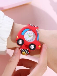 Đồng hồ học tập thời trang trẻ em bằng silicon thiết kế xe đua hoạt hình 3D mới - Đỏ - Xem 5