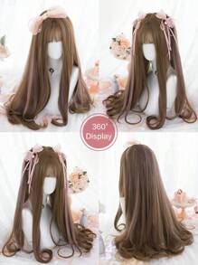 alicegarden 1 Bộ Tóc Giả Tổng Hợp Chịu Nhiệt, Dài Tự Nhiên Màu Nâu, Dài 26 Inch, Được Làm Từ Sợi, Thích Hợp Sử Dụng Hàng Ngày, Giả Tự Nhiên Và Thực Tế Chất Lượng Tốt Tổng Hợp - Nhiều màu - Xem 6