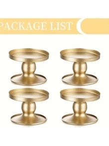 4 chân nến bằng sắt, phù hợp với 2 kích cỡ nến, chân nến hình nón, chân nến kim loại nhỏ cho đám cưới, bàn ăn, đồ trang trí ngày lễ, đồ trang trí phòng, quà tặng - Vàng - Xem 6