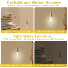 Motion Sensor Night Lights Magnet Body Sensor Hallway Night Lights Rechargeable Led Light Portable Stairway Night Lights Wooden Wall Sconce Battery Powered Cabinet Lights - A2 - View 9