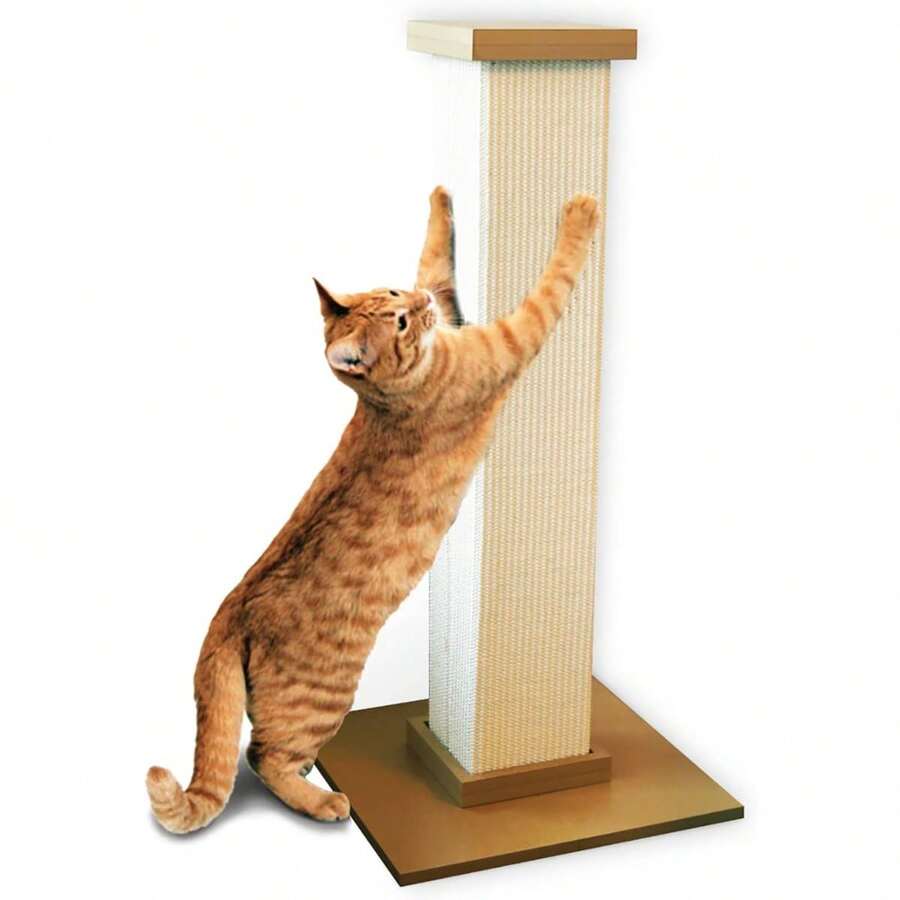 SmartCat Ultimate Scratching Post – Beige, Large 32 Inch Tower - Sisal Fiber, Simple Design - For All Cats - 棕色 - 查看 1