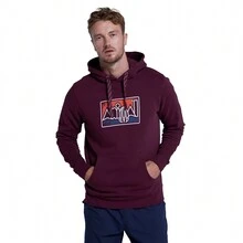 Animal Mens River Printed  Hoodie (Burgundy) - Burgundy - View 1