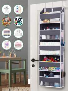 1 Túi đựng đồ treo cửa có 5 ngăn lớn và 10 ngăn lưới bên hông, sức chứa 44lbs, túi treo có cửa sổ trong suốt, thích hợp để đựng đồ chơi trẻ em, giày dép, tã bỉm, màu xám đậm, 5 ngăn, họa tiết trái tim, thích hợp cho ngày Valentine. - Xám - Xem 4