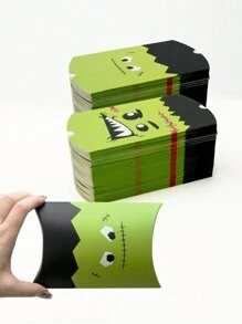5 piezas/10 piezas Cajas de regalo con forma de almohada para Halloween para tarjetas de regalo, dulces, galletas, regalos, detalles de fiesta hechos a mano, decoración de aula, fiesta escolar, decoraciones de Halloween, decoraciones del hogar para Halloween, fiesta de Halloween, bolsa de Halloween, fiesta de Halloween - Papel - Ver 8