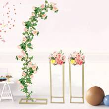 ZhdnBhnos ZhdnBhnos LINSIE Metal Arch Backdrop Stand, 6.56FT Wedding Arch Ballon Stand With 2 (1.97FT) Square Frame Stand Sets For Birthday Party Graduation Ceremony Baby Shower Decoration (Gold) Ballon Arch Stand And 2 Wedding Flower Stands, Arch Backdrop Stand For Parties The Best Gift/Present For Family&Friends Happy Christmas