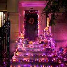 KBO JMEXSUSS 600 LED Christmas String Lights Outdoor, Orange And Purple Lights Clear Wire, Christmas Twinkle String Lights Plug In For Tree Christmas Decorations - Orange and Purple - View 6