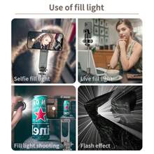 Stable Selfie Stick Tripod With Fill Light, 44 Inch Extendable Selfie Stick With Wireless Remote And Tripod Stand 360 Rotation For IPhone 15/14/13/12/11 Pro/XS Max/XS/XR/X/8/7, And Smartphone - 黑色 - 查看 3