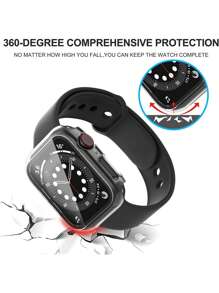 2 件透明 PC + 钢化玻璃一体式表壳，防摔时尚休闲保护套，兼容 38/40/41/42/44/45/46/49mm，兼容 Series Ultra/SE/11/10/9/8/7/6/5/4/3/2/1，智能手表配件 - 透明*2 - 查看 3