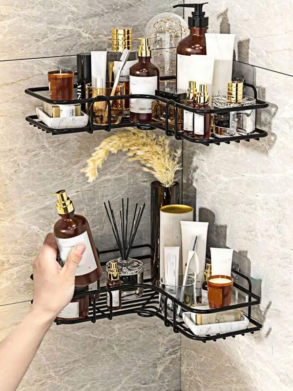 1 pezzo (Viene fornito con 3 piccoli patch come regalo) Mensola triangolare per doccia da montare a parete per bagno e cucina - Facile installazione, pratica per riporre e organizzare gli accessori da bagno, accessori per il bagno, decorazione per il bagno di casa