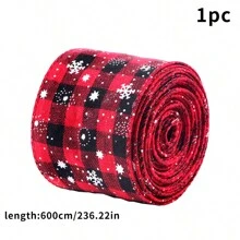 1 卷圣诞格子丝带边缘丝带包装装饰丝带适用于圣诞花环蝴蝶结花卉工艺饰品，圣诞节 - 彩色 - 查看 12