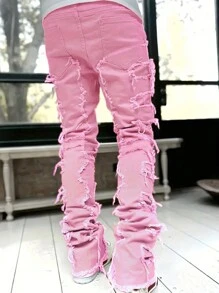 Modische kreative Teenager Jungen Jeans mit Quasten Dekoration